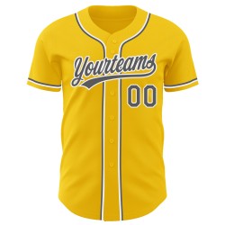 Authentisches, individuelles gelbes Baseball-Trikot Stahlgrau-Weiß