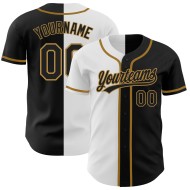 Authentisches Jersey Custom Black Gold Split Black Baseball Fashion Weiß-Old