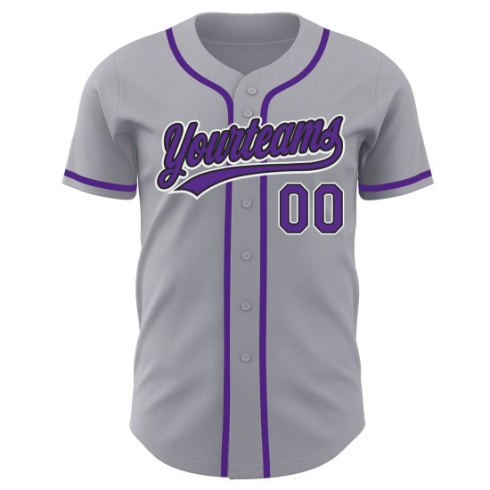 Benutzerdefiniertes Lila-Schwarzes Authentic Gray Baseball Trikot Benutzerdefiniertes Lila-Schwarzes Authentic Gray Baseball Trikot
