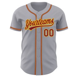 Custom Jersey Authentic Grau Purpur-Gold Baseball