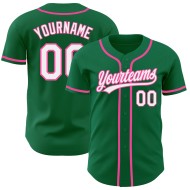 Authentisches Baseball-Custom-Trikot Kelly Grün Weiß-Pink