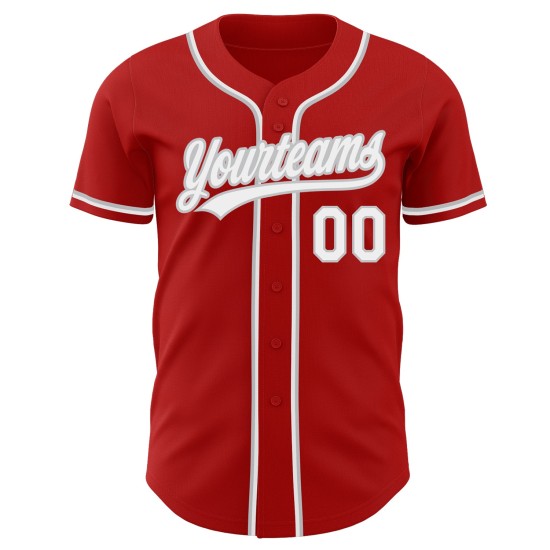 Rotes Trikot Custom Weiß-Grau Baseball Authentic Rotes Trikot Custom Weiß-Grau Baseball Authentic