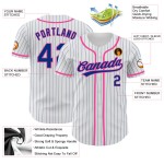 Royal-Pink Baseball Royal Weiß Nadelstreifen Trikot Authentic Custom Royal-Pink Baseball Royal Weiß Nadelstreifen Trikot Authentic Custom