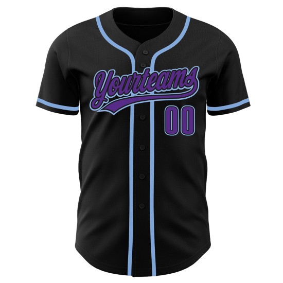Lila-Hell Custom Jersey Blau Baseball Schwarz Authentic Lila-Hell Custom Jersey Blau Baseball Schwarz Authentic
