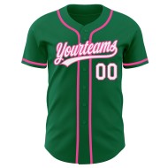 Authentisches Baseball-Custom-Trikot Kelly Grün Weiß-Pink Authentisches Baseball-Custom-Trikot Kelly Grün Weiß-Pink
