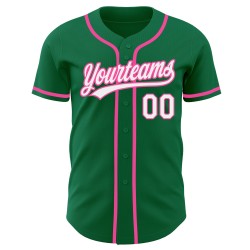 Authentisches Baseball-Custom-Trikot Kelly Grün Weiß-Pink
