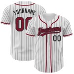 Nadelstreifen Baseball Schwarz Authentic Weiß Custom Crimson Jersey Nadelstreifen Baseball Schwarz Authentic Weiß Custom Crimson Jersey