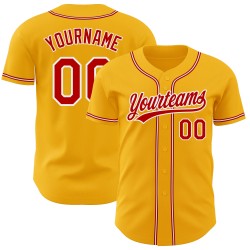 Jersey Authentic Baseball Rot-Weiß Custom Gold