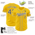 Authentisches, individuelles gelbes Baseball-Trikot Stahlgrau-Weiß Authentisches, individuelles gelbes Baseball-Trikot Stahlgrau-Weiß