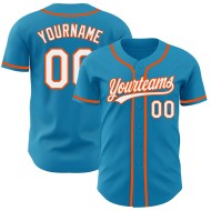 Benutzerdefinierte Baseball Weiß-Orange Panther Jersey Authentic Blau