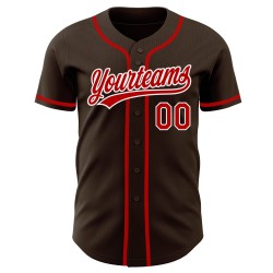 Jersey Baseball Authentic Braun Rot-Weiß Custom