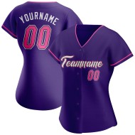 Benutzerdefinierte Lila Authentic Baseball Trikot Pink-Schwarz