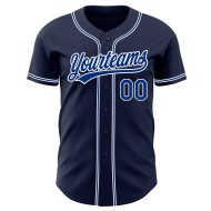 Custom Authentic Navy Baseball Trikot Royal-Weiß
