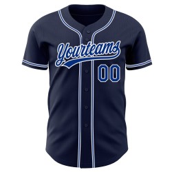 Custom Authentic Navy Baseball Trikot Royal-Weiß