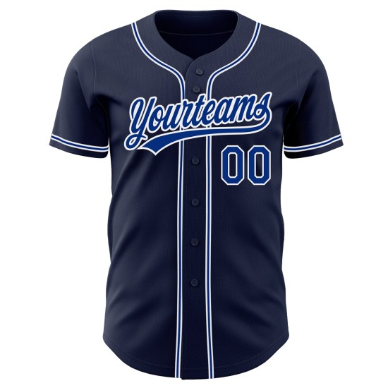 Custom Authentic Navy Baseball Trikot Royal-Weiß Custom Authentic Navy Baseball Trikot Royal-Weiß