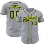 Benutzerdefiniertes Grün-Gold Authentic Jersey Grau Baseball Benutzerdefiniertes Grün-Gold Authentic Jersey Grau Baseball