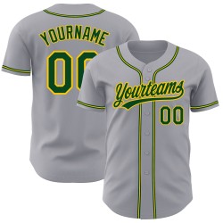 Benutzerdefiniertes Grün-Gold Authentic Jersey Grau Baseball