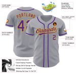 Graues, individuelles authentisches lila-goldenes Baseballtrikot Graues, individuelles authentisches lila-goldenes Baseballtrikot