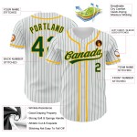Jersey Grün-Gold Custom Pinstripe Baseball Weiß Authentic Grün Jersey Grün-Gold Custom Pinstripe Baseball Weiß Authentic Grün