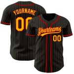 Benutzerdefinierte Nadelstreifen Gold-Rot Authentic Jersey Schwarz Gold Baseball Benutzerdefinierte Nadelstreifen Gold-Rot Authentic Jersey Schwarz Gold Baseball