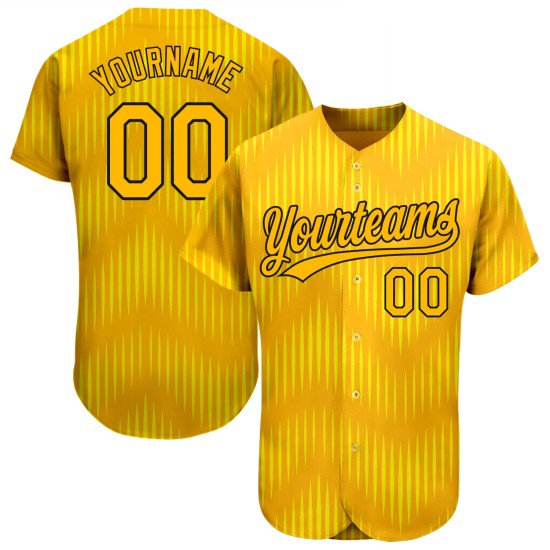 Gold-Schwarzes authentisches 3D-Trikot-Muster im goldenen Baseball-Design Gold-Schwarzes authentisches 3D-Trikot-Muster im goldenen Baseball-Design