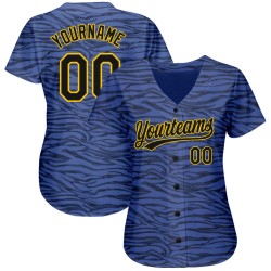 Muster 3D Baseball Schwarz-Gold Design Licht Benutzerdefinierte Blau Jersey