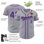 Benutzerdefiniertes Lila-Schwarzes Authentic Gray Baseball Trikot Benutzerdefiniertes Lila-Schwarzes Authentic Gray Baseball Trikot